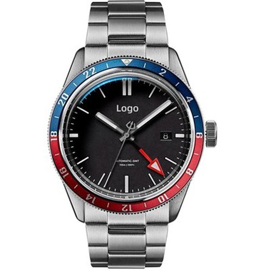 Relógio de luxo GMT masculino clássico com moldura de cerâmica personalizada