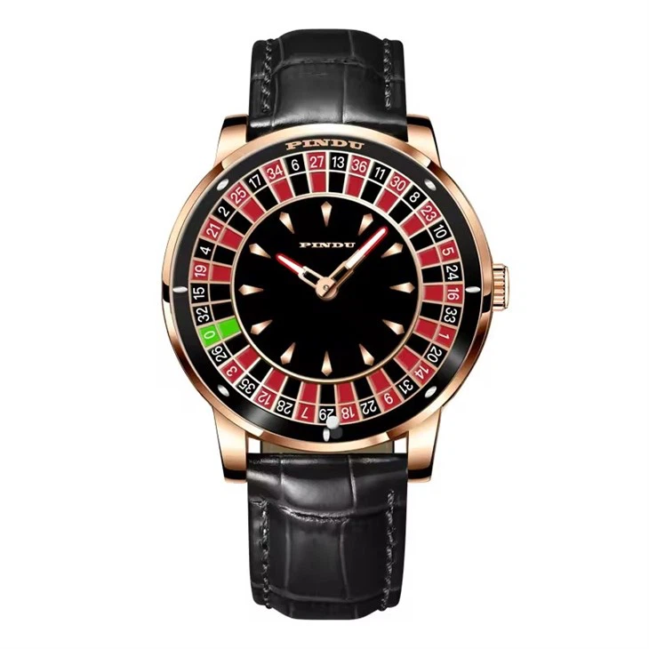 Relógio mecânico masculino Diamond Gambling Disk Rotate Rullet
