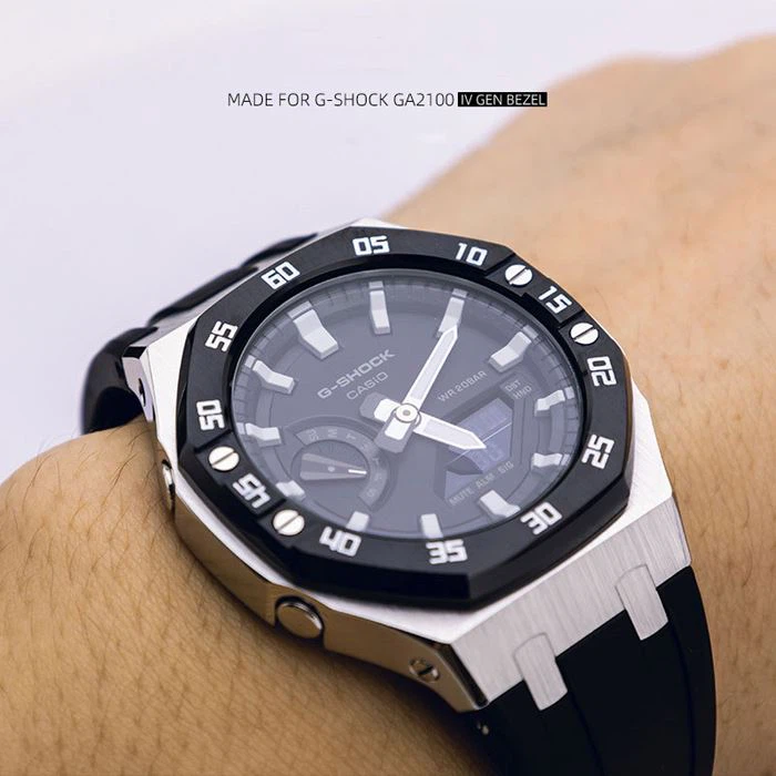 Caixa de relógio de metal para moldura Gshock GA2100 com índice